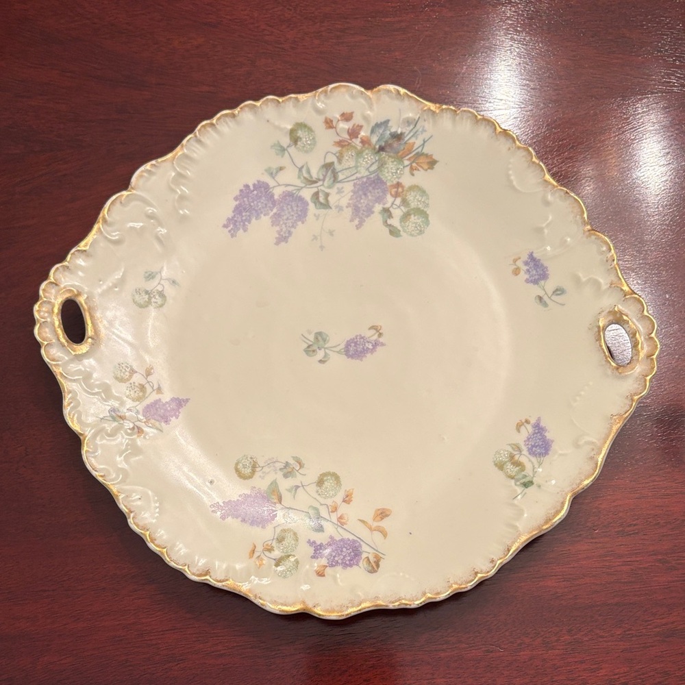 Vintage Limoges Cream and Gold Floral Platter